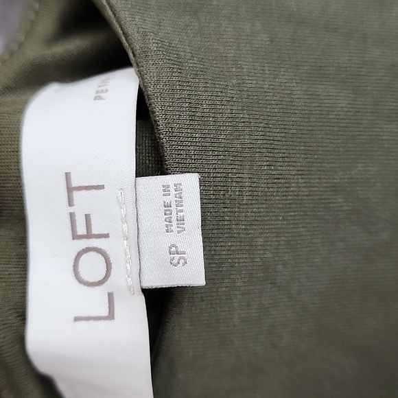 LOFT OLIVE GREEN Tie Waist Midi Dress/ SP - Picture 6 of 15